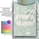 Mint Green Butterfly Soft Dreamy Seamless Pattern Name Cute Unique  Personalised Custom Name Super Soft Fleece Blanket Bed Sofa Throw