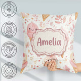 Custom Name Kawaii Ice Cream Floral Sweet Seamless Pattern Name Square Filled Cushion Throw Pillow Sofa Bed Home Decor Zip Washable UK Made