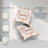 Custom Name Kawaii Ice Cream Floral Sweet Seamless Pattern Name Square Filled Cushion Throw Pillow Sofa Bed Home Decor Zip Washable UK Made