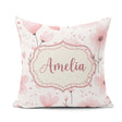 Custom Name Soft Pink Floral Blossom Romantic Seamless Name Cute Square Filled Cushion Throw Pillow Sofa Bed Home Decor Zip Washable UK Made