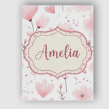 Personalised Name Soft Pink Floral Blossom Custom  Unique Gift Idea Elegant Feature Canvas Wall Art Print Decor Picture Ready to Hang