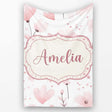 Soft Pink Floral Blossom Romantic Seamless Pattern Name Cute Unique  Personalised Custom Name Super Soft Fleece Blanket Bed Sofa Throw