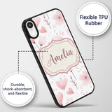 Soft Pink Floral Blossom Romantic Printed Design Custom Name Protective Phone Case Mobile Cover Durable Everyday Smartphone Shock Resistant