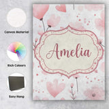 Personalised Name Soft Pink Floral Blossom Custom  Unique Gift Idea Elegant Feature Canvas Wall Art Print Decor Picture Ready to Hang