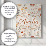 Personalised Name Whimsical Forest Mushroom Custom  Bespoke Interior Contemporary Canvas Wall Art Print Decor Picture Ready to Hang