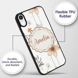 Neutral Floral Star Nursery Watercolor Seamless Custom Name Protective Phone Case Mobile Cover Durable Everyday Smartphone Shock Resistant