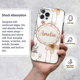 Neutral Floral Star Nursery Watercolor Seamless Custom Name Protective Phone Case Mobile Cover Durable Everyday Smartphone Shock Resistant