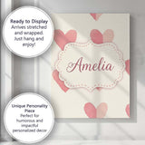 Personalised Name Soft Pink Heart Love Custom  Modern Room Accent Elegant Feature Canvas Wall Art Print Decor Picture Ready to Hang