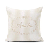 Custom Name Minimal Vertical Stripe Seamless Pattern Beige Tones Square Filled Cushion Throw Pillow Sofa Bed Home Decor Zip Washable UK Made