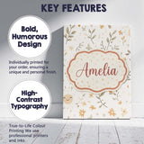 Personalised Name Smiling Sun Floral Nature Custom  Bespoke Interior Contemporary Canvas Wall Art Print Decor Picture Ready to Hang