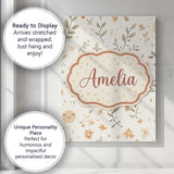 Personalised Name Smiling Sun Floral Nature Custom  Bespoke Interior Contemporary Canvas Wall Art Print Decor Picture Ready to Hang