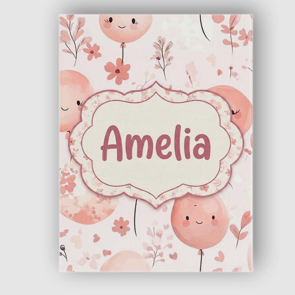 Personalised Name Cute Balloon Pastel Kids Custom  Unique Gift Idea Elegant Feature Canvas Wall Art Print Decor Picture Ready to Hang