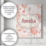 Personalised Name Cute Balloon Pastel Kids Custom  Unique Gift Idea Elegant Feature Canvas Wall Art Print Decor Picture Ready to Hang