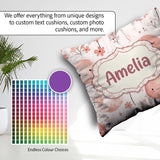 Custom Name Cute Balloon Pastel Kids Party Seamless Pattern Name Square Filled Cushion Throw Pillow Sofa Bed Home Decor Zip Washable UK Made