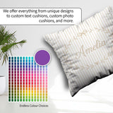 Custom Name Minimal Vertical Stripe Seamless Pattern Beige Tones Square Filled Cushion Throw Pillow Sofa Bed Home Decor Zip Washable UK Made
