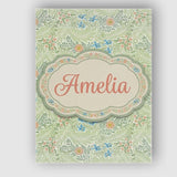 Personalised Name Soft Green Floral Bird Custom  Unique Gift Idea Elegant Feature Canvas Wall Art Print Decor Picture Ready to Hang