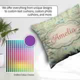 Custom Name Soft Green Floral Bird Garden Seamless Pattern Name Square Filled Cushion Throw Pillow Sofa Bed Home Decor Zip Washable UK Made
