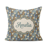 Custom Name Art Nouveau Lily Bell Floral Seamless Pattern Cute Square Filled Cushion Throw Pillow Sofa Bed Home Decor Zip Washable UK Made