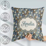 Custom Name Art Nouveau Lily Bell Floral Seamless Pattern Cute Square Filled Cushion Throw Pillow Sofa Bed Home Decor Zip Washable UK Made