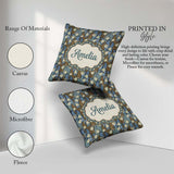 Custom Name Art Nouveau Lily Bell Floral Seamless Pattern Cute Square Filled Cushion Throw Pillow Sofa Bed Home Decor Zip Washable UK Made