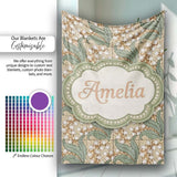 Vintage Lily Of The Valley Tile Seamless Pattern Name Cute Unique  Personalised Custom Name Super Soft Fleece Blanket Bed Sofa Throw