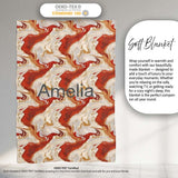 Abstract Marble Red Beige Swirl Seamless Pattern Name Cute Unique  Personalised Custom Name Super Soft Fleece Blanket Bed Sofa Throw