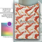Abstract Marble Red Beige Swirl Seamless Pattern Name Cute Unique  Personalised Custom Name Super Soft Fleece Blanket Bed Sofa Throw