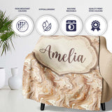 Soft Beige Marble Swirl Abstract Seamless Pattern Name Cute Unique  Personalised Custom Name Super Soft Fleece Blanket Bed Sofa Throw