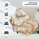 Soft Beige Marble Swirl Abstract Seamless Pattern Name Cute Unique  Personalised Custom Name Super Soft Fleece Blanket Bed Sofa Throw