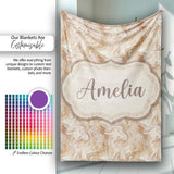 Soft Beige Marble Swirl Abstract Seamless Pattern Name Cute Unique  Personalised Custom Name Super Soft Fleece Blanket Bed Sofa Throw