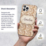 Soft Beige Marble Swirl Abstract Seamless Pattern Custom Name Protective Phone Case Mobile Cover Durable Everyday Smartphone Shock Resistant