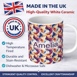 Personalized Custom Name Vibrant Multicolor Fluid Abstract Waves Seamless Pattern Name Cute 11oz Ceramic Coffee Tea Mug White Large Handle