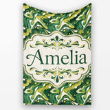 Deep Green Gold Liquid Marble Seamless Pattern Name Cute Unique Gift  Personalised Custom Name Super Soft Fleece Blanket Bed Sofa Throw