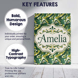 Personalised Name Deep Green Gold Liquid Custom  Unique Gift Idea Elegant Feature Canvas Wall Art Print Decor Picture Ready to Hang