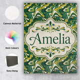 Personalised Name Deep Green Gold Liquid Custom  Unique Gift Idea Elegant Feature Canvas Wall Art Print Decor Picture Ready to Hang