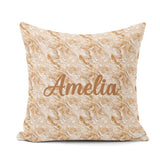 Custom Name Neutral Beige Cream Swirl Seamless Pattern Name Cute Square Filled Cushion Throw Pillow Sofa Bed Home Decor Zip Washable UK Made