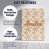 Personalised Name Neutral Beige Cream Custom Modern Room Accent Creative Decorator Style Canvas Wall Art Print Decor Picture Ready to Hang