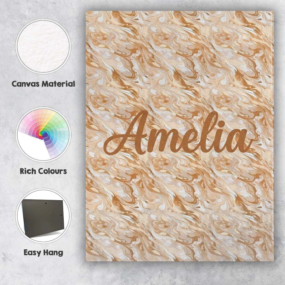 Personalised Name Neutral Beige Cream Custom Modern Room Accent Creative Decorator Style Canvas Wall Art Print Decor Picture Ready to Hang