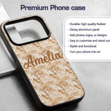 Neutral Beige Cream Marble Swirl Seamless Pattern Custom Name Protective Phone Case Mobile Cover Durable Everyday Smartphone Shock Resistant