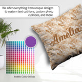 Custom Name Neutral Beige Cream Swirl Seamless Pattern Name Cute Square Filled Cushion Throw Pillow Sofa Bed Home Decor Zip Washable UK Made