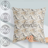 Custom Name Soft Grey Beige Marble Flow Seamless Pattern Name Square Filled Cushion Throw Pillow Sofa Bed Home Decor Zip Washable UK Made