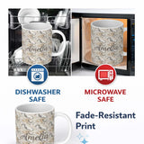 Personalized Custom Name Soft Grey Beige Marble Flow Seamless Pattern Name Cute Unique Gift 11oz Ceramic Coffee Tea Mug White Large Handle