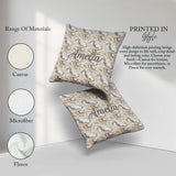 Custom Name Soft Grey Beige Marble Flow Seamless Pattern Name Square Filled Cushion Throw Pillow Sofa Bed Home Decor Zip Washable UK Made