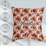 Custom Name Bold Red Black Cream Fluid Marble Seamless Name Cute Square Filled Cushion Throw Pillow Sofa Bed Home Decor Zip Washable UK Made