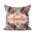 Custom Name Teal Coral Abstract Liquid Marble Seamless Name Cute Square Filled Cushion Throw Pillow Sofa Bed Home Decor Zip Washable UK Made