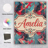 Personalised Name Teal Coral Abstract Custom Modern Room Accent Creative Decorator Style Canvas Wall Art Print Decor Picture Ready to Hang