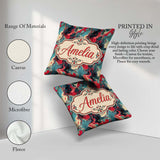Custom Name Teal Coral Abstract Liquid Marble Seamless Name Cute Square Filled Cushion Throw Pillow Sofa Bed Home Decor Zip Washable UK Made