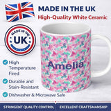 Personalized Custom Name Pastel Pink Mint Fluid Marble Seamless Pattern Name Cute Unique Gift 11oz Ceramic Coffee Tea Mug White Large Handle