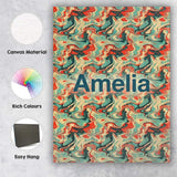 Personalised Name Retro Orange Teal Swirl Custom  Unique Gift Idea Elegant Feature Canvas Wall Art Print Decor Picture Ready to Hang