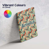 Personalised Name Retro Orange Teal Swirl Custom  Unique Gift Idea Elegant Feature Canvas Wall Art Print Decor Picture Ready to Hang